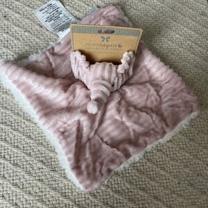 Mon Lapin Pink Elephant Plush Baby Security Blanket Lovey Ribbed Corduroy Sherpa